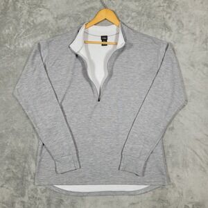 Vintage LL Bean Pullover XL Gray 1/4 Zip Sweater Base Layer Thumb Hole USA Made